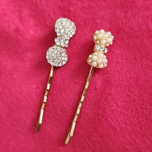 Bow Rhinestone Hairpins NWOT